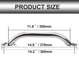 Pebbly Beach 12 inch Boat Grab Handle 316 Stainless Steel Marine Handle Handrai Multipurpose（2pcs）