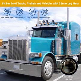 Grandroad auto 20 Pack Spike Lug Nut Covers, 33mm by 4-3/4" Thread On Chrome Spike Nut Cover Caps ABS Plastic Anti-Rust Screw-on Lug Nut Covers for Semi Trucks