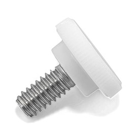 1/4"-20 x 1/2" Thumb Screw Stainless Steel - White Knurled Round Plastic Knob - Standard/Coarse Thread Thumbscrew - Length: 0.500" - Proudly Built in USA - Package of (4)