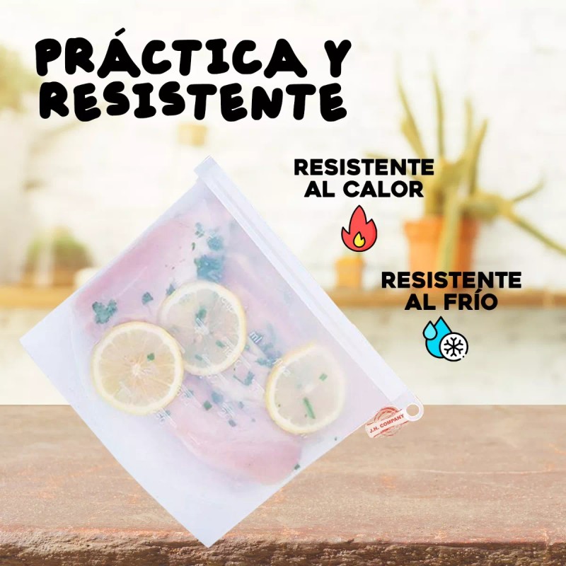 J.H. Company Bolsa Silicon Reusable Antiderrames Herméticas 1500 Ml