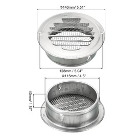 PATIKIL 4.5" Round Soffit Air Vents, 304 Stainless Steel Louver Grille Vent Cover Screen Mesh Air Outlet for Kitchen Bathroom Wall Ceiling Floor Ventilation