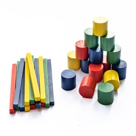 Chinchilla® Stacking Skill Game | Multicoloured with 16 Sticks and Cones + 1 Wooden Cube | Includes Game Instructions in Environmentally Friendly Cotton Bag | Sustainable Wood