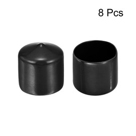 sourcing map 8pcs Rubber End Caps 36mm(1 7/16") ID Vinyl Round End Cap Cover Screw Thread Protectors Black