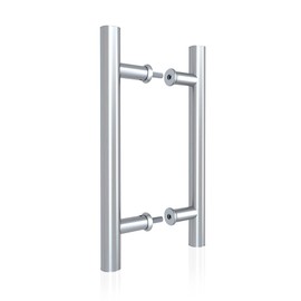 JUBEST 12" Push Pull Barn Door Handle, Double Side H Shape Sliding Door Handrail, Heavy Duty Swing Gate Handles, Silver