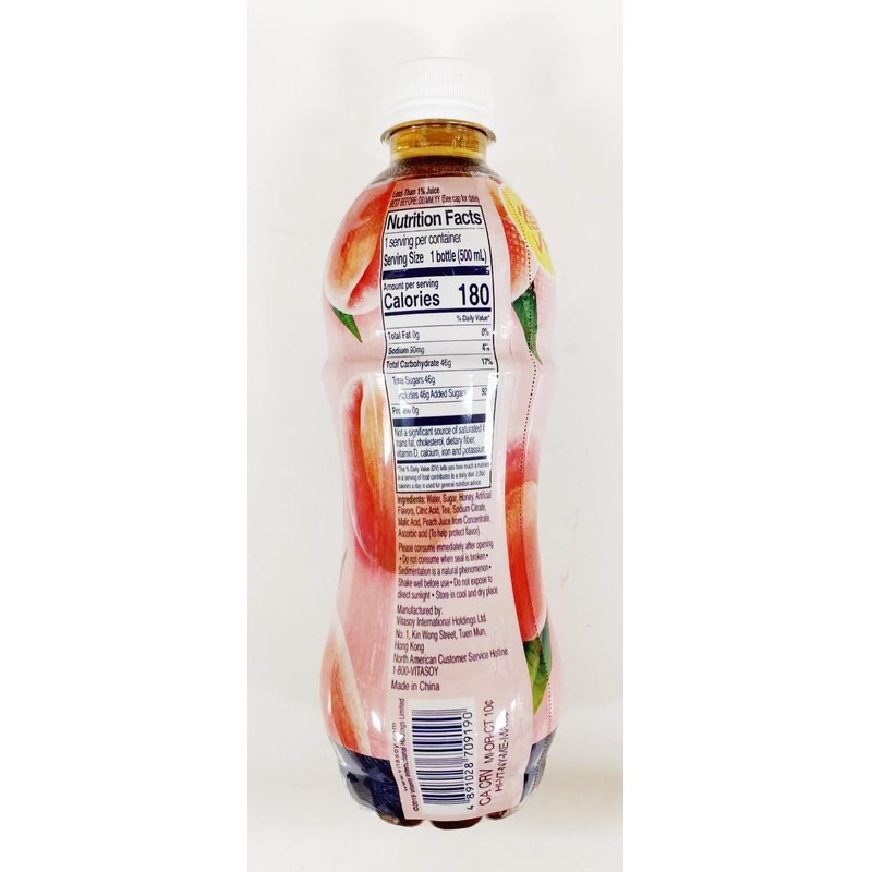 Peach Tea Drink, 16.9 FL OZ, 500ml,6 Bottles