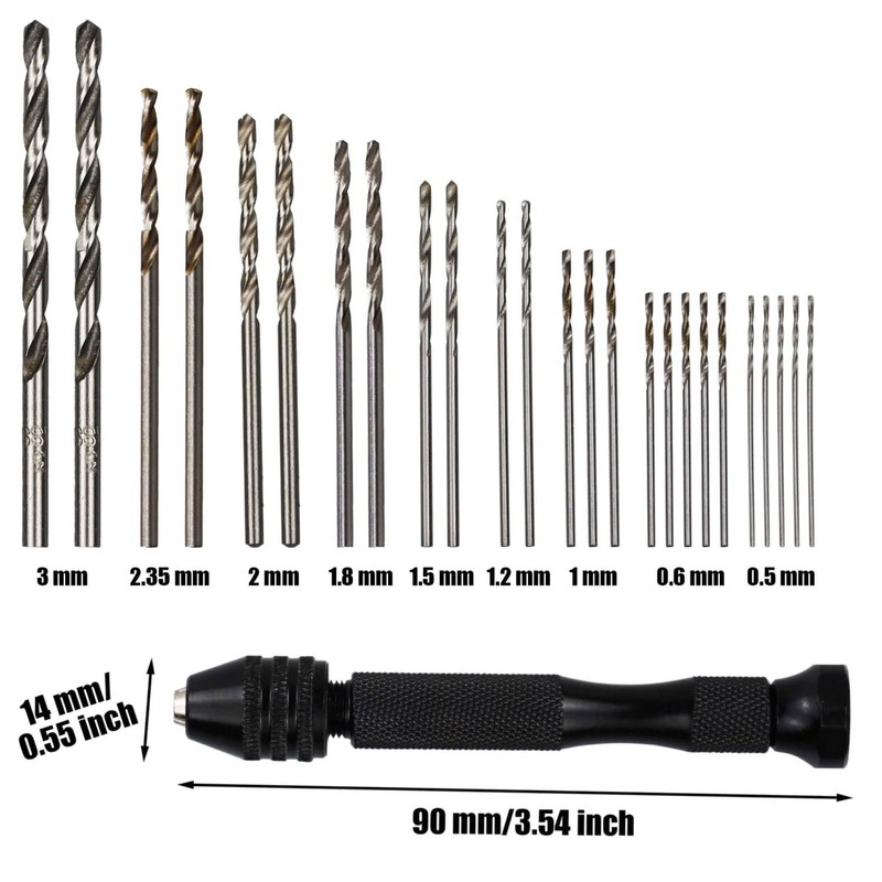 26-Piece Precision Pin Vise Hand Drill Set with Twist Drill