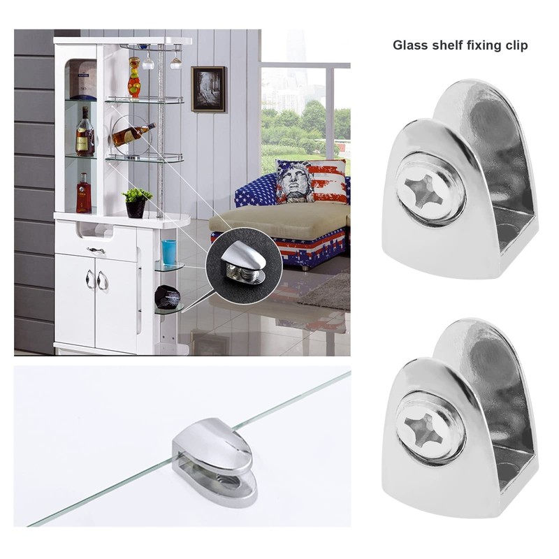 eMagTech 8Pcs Adjustable Glass Shelf Bracket with 8X Screws Clamp