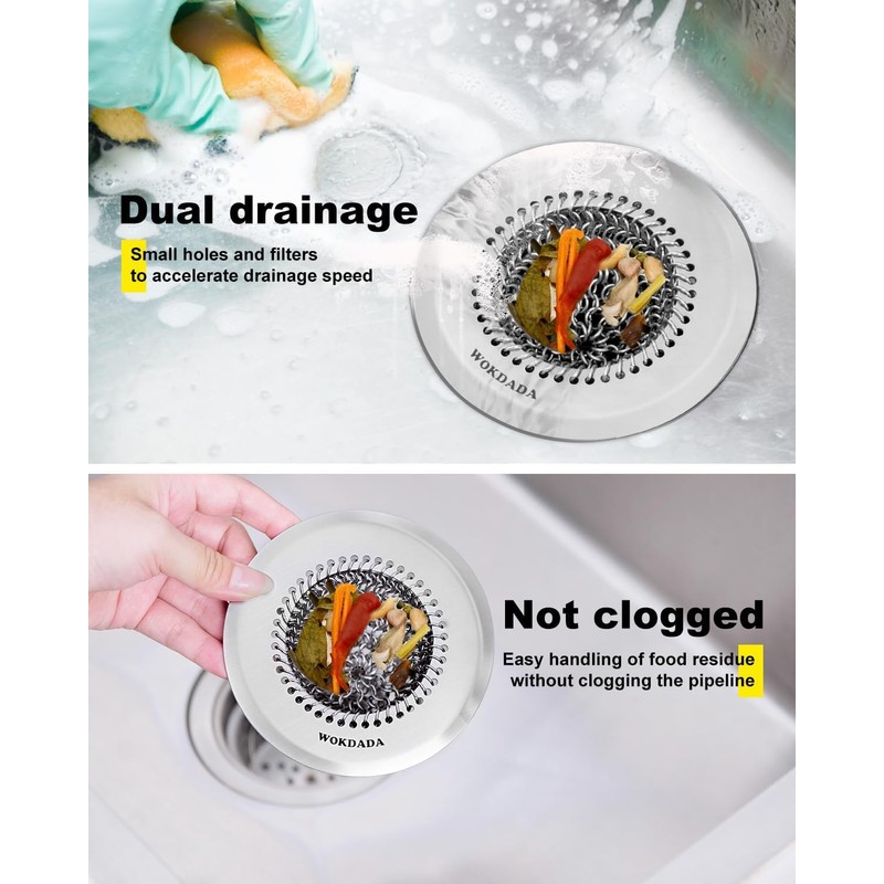 Sink Drain Strainer, Reversible Easy Clean Mesh Sink Strainer with