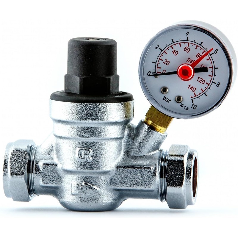 TEAM CONTROLS WATER PRESSURE REDUCING VALVE WITH GAUGE 15MM &
