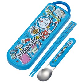 Skater CCA1AG-A Doraemon Chopsticks and Spoon Set, Antibacterial Stickers, Made in Japan