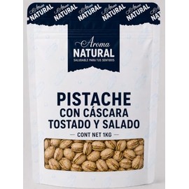 Aroma Natural | Pistache con Cáscara Tostado y Salado 1 kg – Bolsa Resellable | Sin Conservadores | Snack Crujiente para Botanear y Repostería