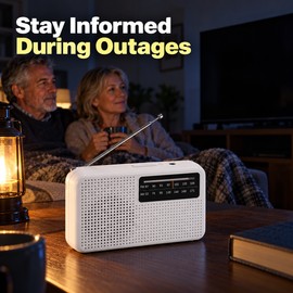Portable AM/FM Emergency Radio – Battery-Powered Compact Radio with Telescopic Antenna and Headphone Jack for Camping, Travel and Home