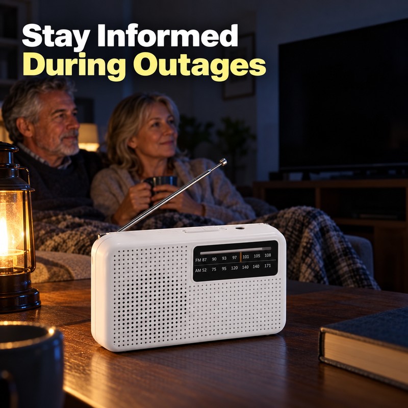 Portable AM/FM Emergency Radio – Battery-Powered Compact Radio with Telescopic