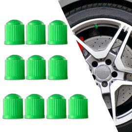 Piburth Tire Stem Valve Caps with O Rubber Ring, Dustproof Airtight Seal Wheel Stem Covers, Universal Accessories for Cars, SUVs, Bicycles,Trucks and Motorcycles (Green, 10PCS)