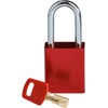Brady SafeKey Lockout Padlock Aluminum Red 1.5" Steel Shkl