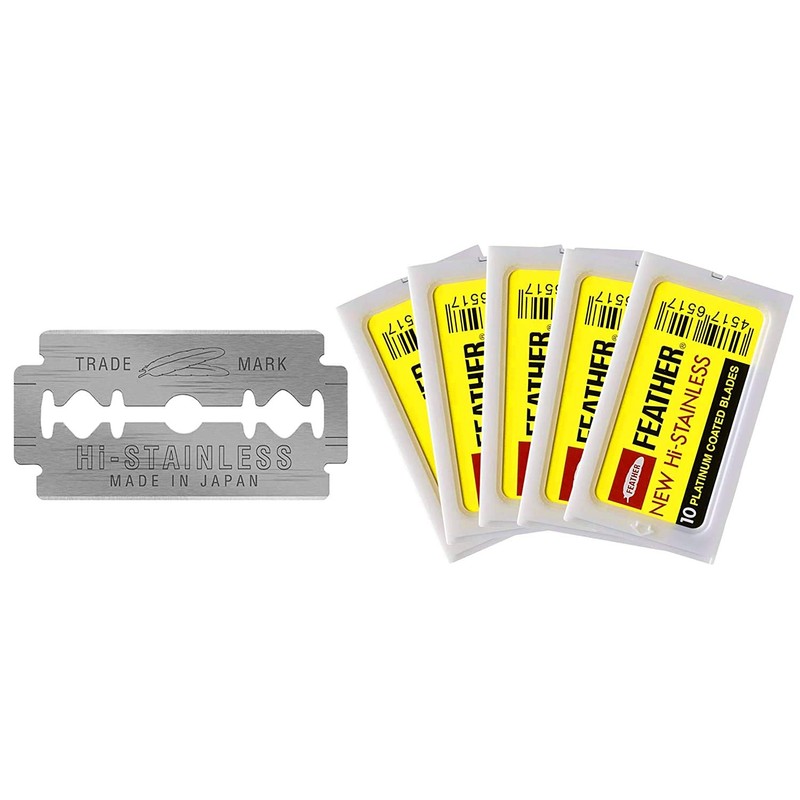 THE SHAVE FACTORY 10 Feather Double Edge Razor Blades, Yellow