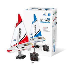 PLAY STEAM Voyager 280 RC Controlled Wind Powered Sailboat in Red - 17.5" Tall