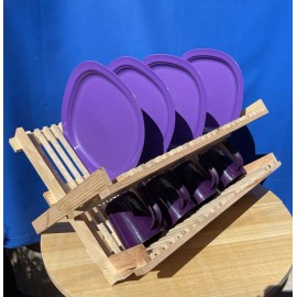 Unbranded 2 Tier Dish Drying Rack Collapsible Dish Drainer, Pine Wood 24 pieces of plates