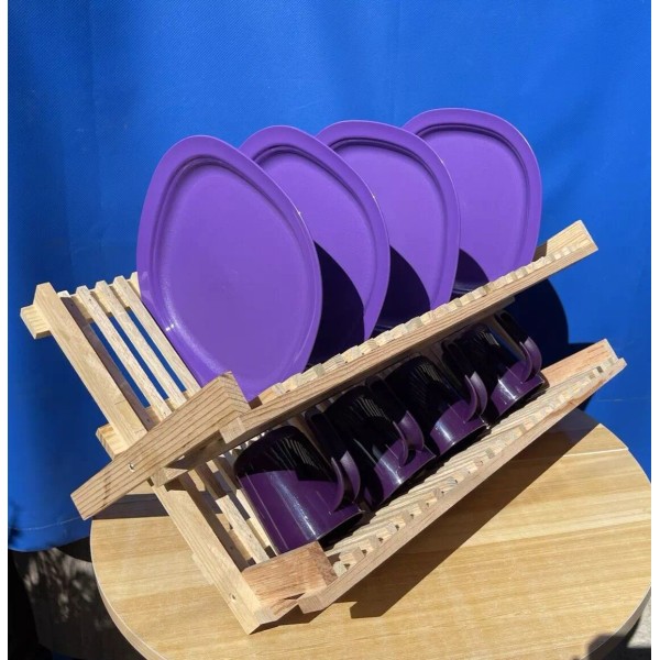 Unbranded 2 Tier Dish Drying Rack Collapsible Dish Drainer, Pine