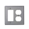 Leviton 2-Gang, 1-Decora, 1-Duplex Receptacle Stainless Steel Midway Wallplate, SJ826-40,