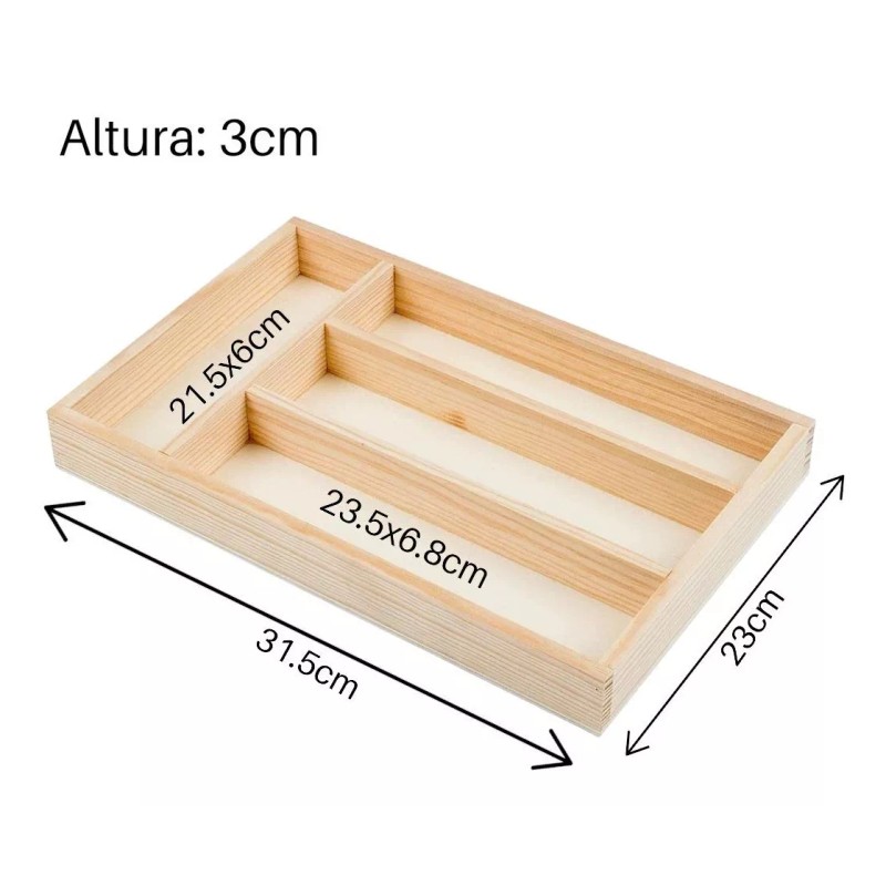 Clicmania Organizador De Cubiertos Madera Cajon Cocina Divisiones