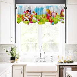 DOTOOMA 54x18 Inches Candyland Gingerbread Party Window Treatment Valance Candy Land Rainbow Candy Cane Kids Baby Shower Birthday Kitchen Dining Room Polyester Fabric Decorations Supplies