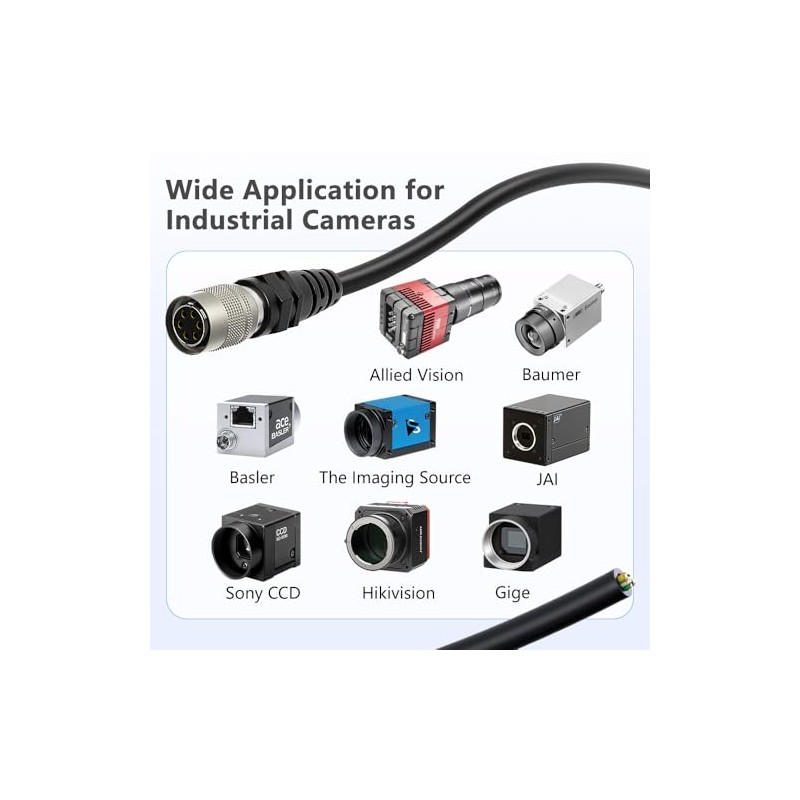High Flex 6 Pin Hirose Female HR10A-7P-6S Cable for Basler
