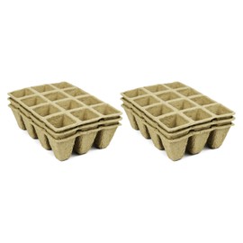 Set of 6 Biodegradable Eco Friendly Peat Pot Trays! 12 Pot Tray! 6.25" x 4.75" x 1.75" Recycled Peat Pots Perfect for Seed Germination! No Transplanting Required No More Damaged Roots!