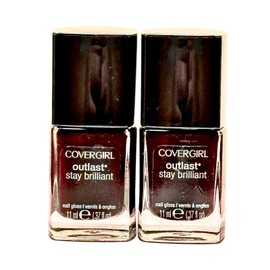 COVERGIRL 2x CoverGirl Outlast Stay Brilliant Nail Polish Gloss -#195 Nemesis Red Brown