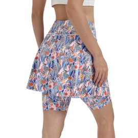 Xioker Women Modest Skorts Skirts with Pockets,Swim Skorts Shorts for Women(Pink Printed M)
