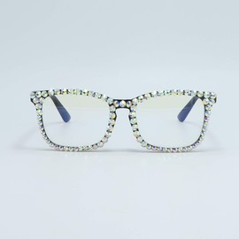 FUPRECIOUS Square Rhinestone Reading Glasses For Women Blue Light Blocking Computer Readers Glasses (black, 2.25, x)