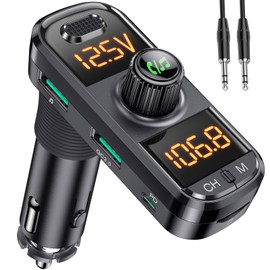 Bluetooth Adapter Car, GizmoVine FM Transmitter, Aux Bluetooth Transmitter Car Charger 41 W (PD 18 W & QC 18 W), FM Transmitter Car Bluetooth with TF Card, USB Disk 4 in 1 Music MP3 Player