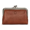 Genuine Leather Triple Frame Aubrey Purse by Yoshi (Brown)