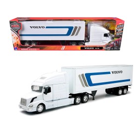 DCD for Volvo VN-780 4x2 Condition Truck with Dry Van Trailer 1/32 Scale Diecast Model White 'Long Haul Series by New Ray