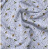 Soimoi Blue Cotton Poplin Fabric Leaves & Flowerpecker Bird Print