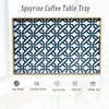Spsyrine White Serving Tray, Plastic Marbling Tray for Coffee Table,