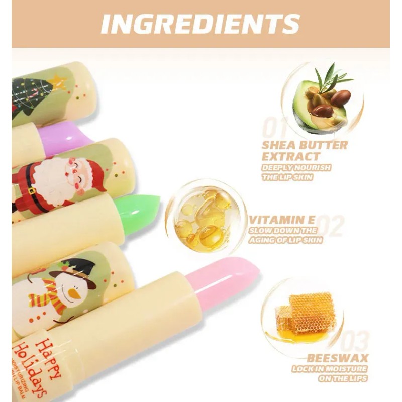 Lápiz Labial Navideño Que Cambia De Color, Paquete De 3