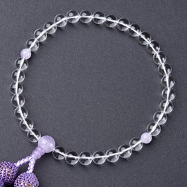 Women's Genuine Crystal, Fujimonstone, Pure Silk, Magnetic Rosary Bag, Abbreviated Prayer Beads, Funeral, Memorial Service, Juzu, Approx. 0.3 inches (7 mm)