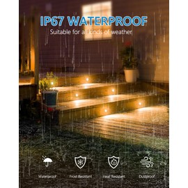 HIBOITEC Recessed LED Deck Light Kits(16Pack), 12V Low Voltage Landscape Lighting IP67 Waterproof Outdoor Step Stair Lights Warm White Deck Lighting for Garden Yard Steps Stair Patio Floor Decoration