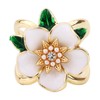 Elegant Gardenia Flower Scarf Ring, CZ Crystal Floral Clip Fashion