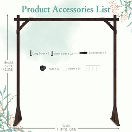 Xiomot 7.2FT Wooden Wedding Arch Square Wood Arches Arbor Backdrop Stand for Ceremony Indoor Outdoor Wedding Party Proposal Scene Garden Beach Forest Rustic Boho Decoration