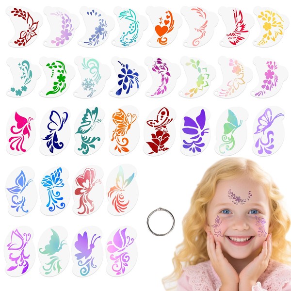 32pcs Moon-Shape Face & Body Paint Stencils for Kids Adults,