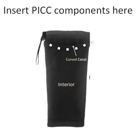 PICC/IV Arm Cover/Sleeve-U- Shape Canal Skin Barrier and Adjustable Toggle for the perfect fit!, Black, Large