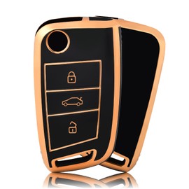 OFFCURVE Key Case Car Key Cover Key Case Protective Cover for VW Volkswagen Golf 7 MK7 Polo T-ROC Seat Leon Cupra Ibiza Toledo Arona Ateca Skoda Octavia Fabia Superb