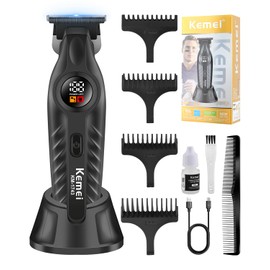 KEMEI 1743 Professional Hair Clippers for Men, Cordless Beard Trimmer, Electric T-Blade Zero Gap Hair Trimmer, USB Rechargeable with 4 Guide Combs