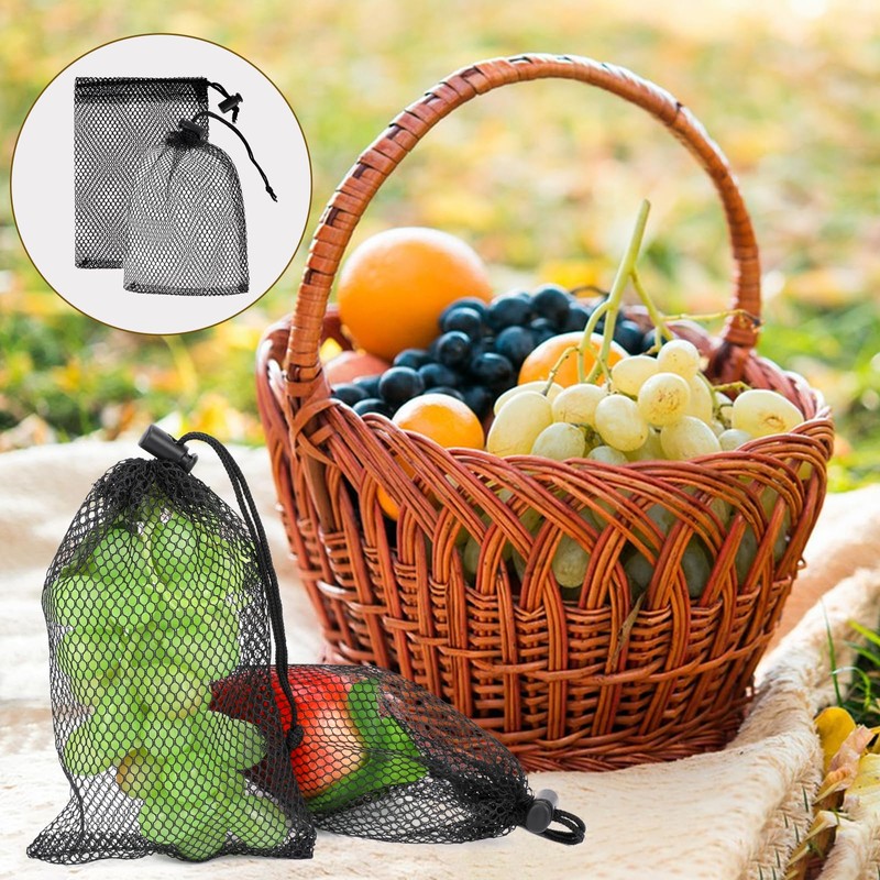 Sliverdew 10PCS Small Mesh Bags Drawstring Black Mesh Drawstring Bag