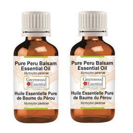 Greenwood Essential Pure Peru Balsam Essential Oil (Myroxylon pereirae) Steam Distilled (Pack of Two) 15ml X 2 (1 oz)