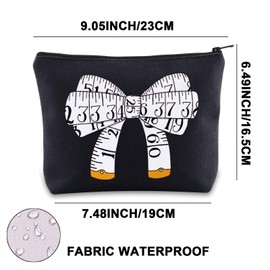 Sewing Makeup Bag Sewing Lover Gift Tape Measure Bow Sewing Tools Canvas Bag Sewer Gifts Seamstress Quilters Tailors Gift (Number Bow UK)