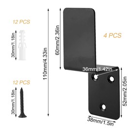 Pack of 4 Door Barricade Brackets, Z Angle Metal Bracket, Z Angle Security Door Lock Brackets Metal with Screw, for Reinforced Door Locks, Barn, Homes, Garage (1)