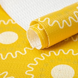 18X96 Inch Shelf Liner for Kitchen Cabinets, PVC Drawer Liner for Dresser Non-Slip Bathroom, Non-Adhesive Cabinet Liner Washable (Yellow Circle)(5 Roll)